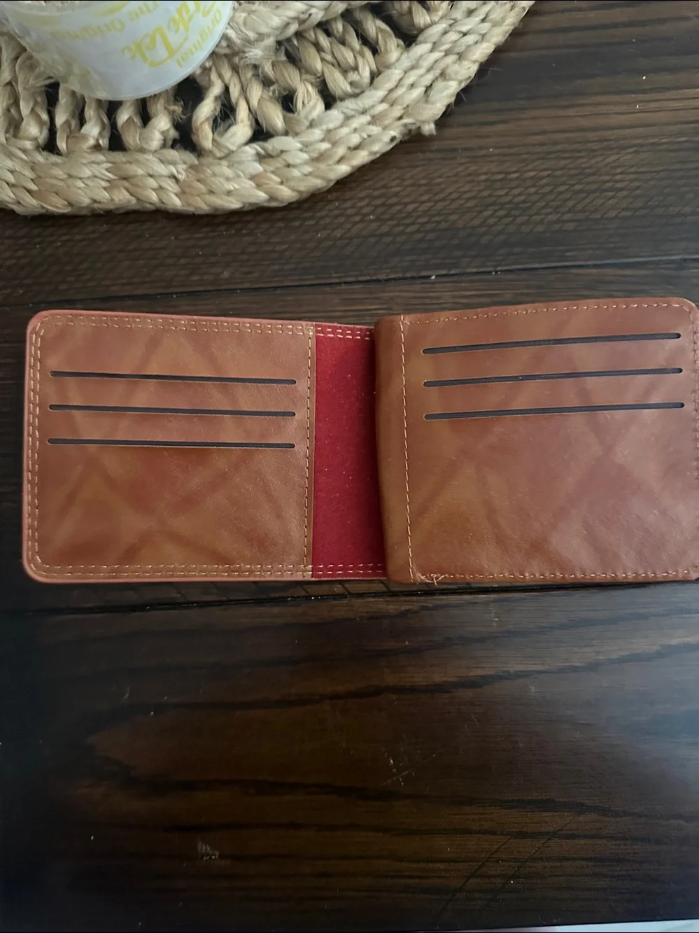 Brown Leather Money Clip Wallet with $100 Design